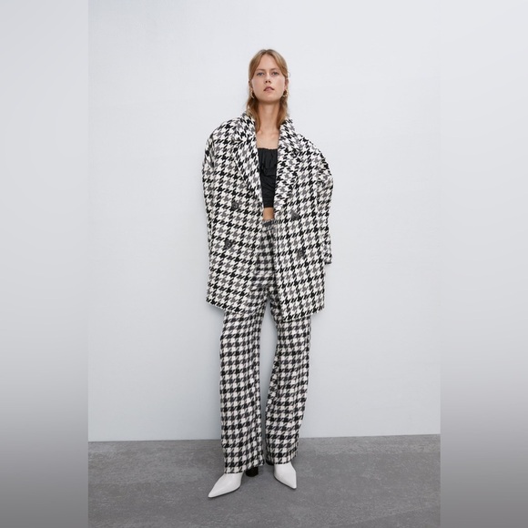 Zara Very High Waisted Houndstooth Pants Size M - Picture 7 of 13